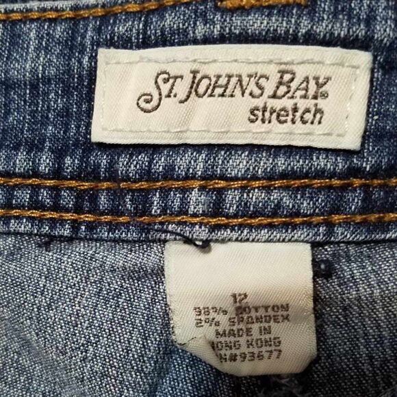St Johns Bay Cotton Blend Jean Shorts size 12 - Picture 2 of 10